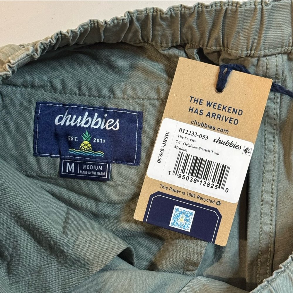 Chubbies Green Casual Preppy Golf Originals Stretch Twill Chino Short Men M 30x7 - Picture 4 of 9
